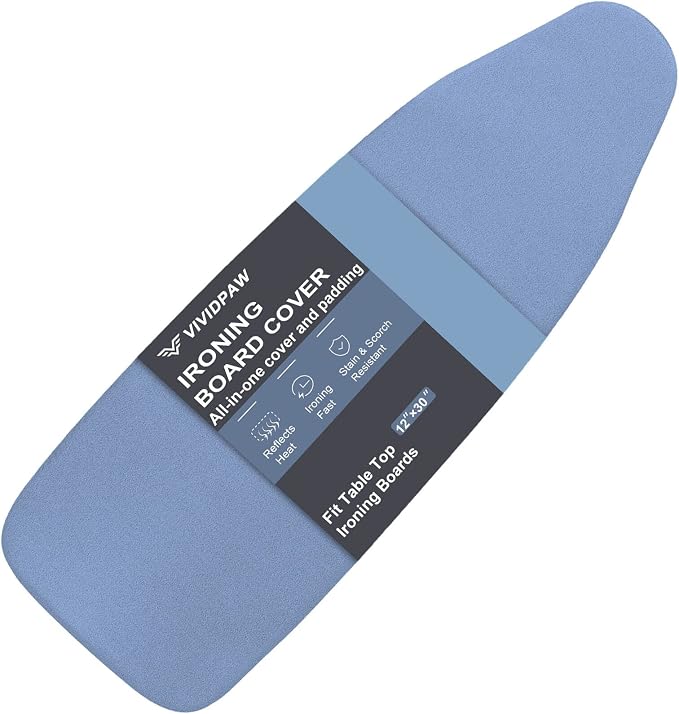 VividPaw Small Ironing Board Cover and Pad 12.5 x 30 Table Top by VividPaw