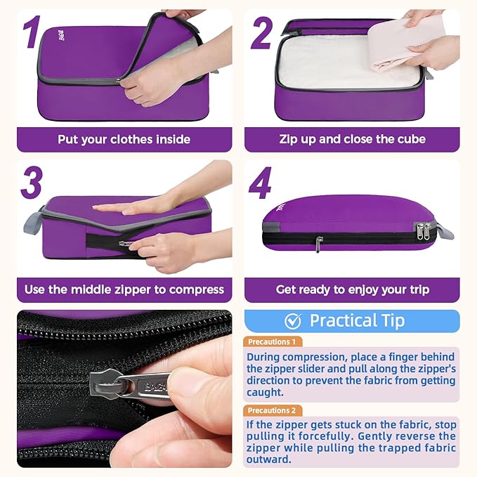 BAGAIL 4 Set/6 Set/8 Set Compression Packing Cubes Travel Accessories - Image 4