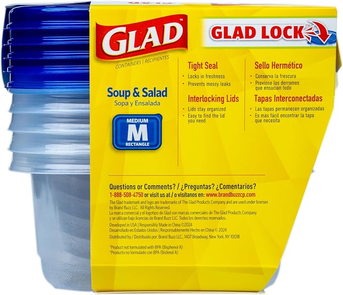 Glad GladWare Medium Rectangle Food Storage Containers, 24 Oz, 5 Ct, 6-Pk | - Image 6