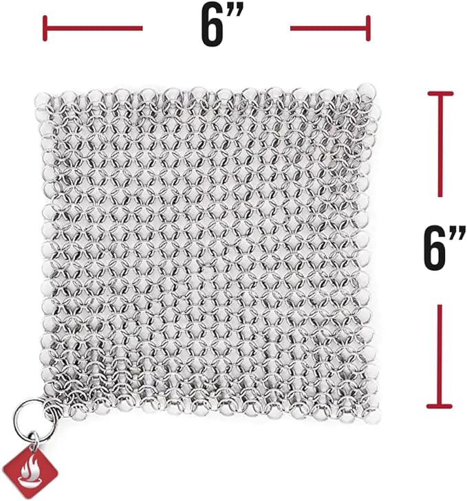 Knapp Made CM Scrubber 6" Small Ring Cast Iron Scrubber - Cast Iron Cleaner for Hard Anodized Cookware, Pre-Seasoned Pans, Dutch Ovens, Iron Pans, Grills and Skillet. Chain Mail Scrubber Cast Iron