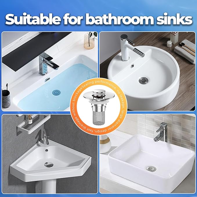 Bathroom Sink Drain Strainer, Pop-up Sink Drain Strainer - Image 5