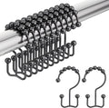 Black Shower Curtain Hooks, Shower Curtain Hooks Rust Proof 12 Pcs Stainless by Amazer