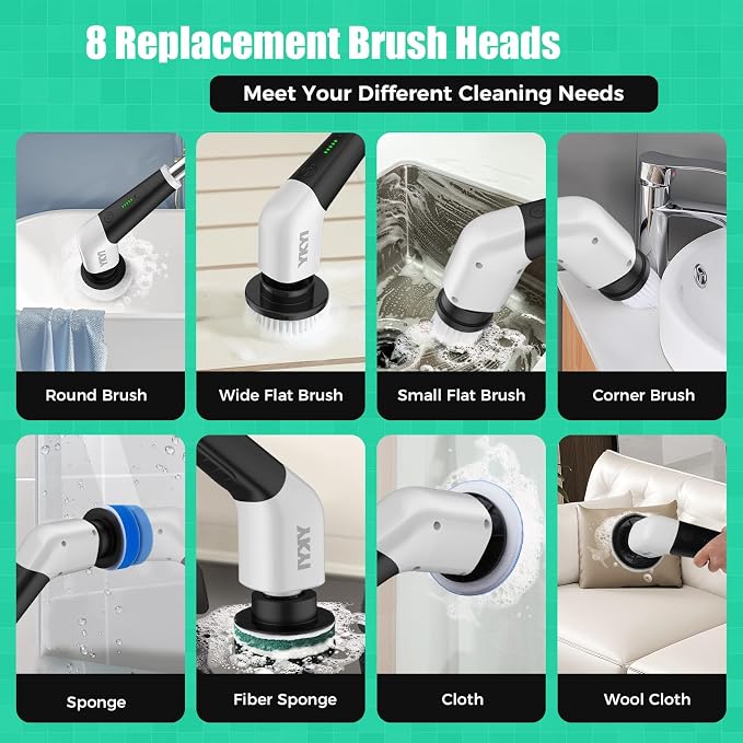 YKYI Electric Spin Scrubber, Cordless Power Cleaning Brush - Image 6