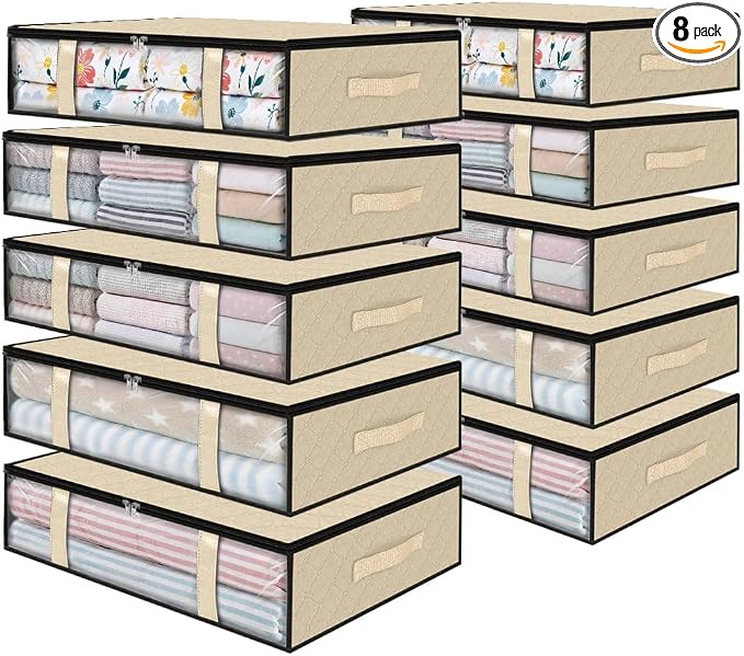 StorageRight Under Bed Storage Bags, 8 Pack, Comforters, Blankets and Seasonal by StorageRight