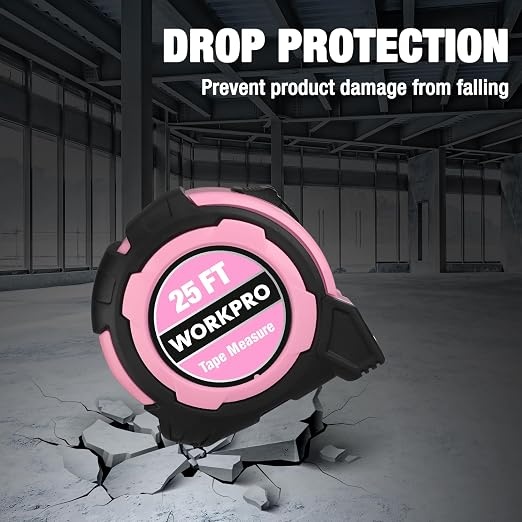 WORKPRO 25FT Pink Tape Measure, 1/8 Fractions Easy Read Measuring Tape - Image 4