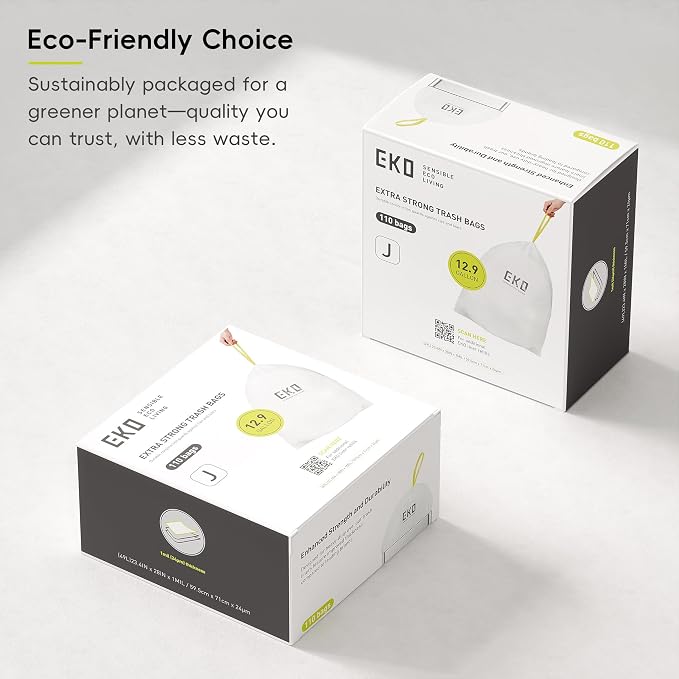 EKO 12.9 Gallon / 45-49 Liter, Extra-Strong Unscented Garbage Bags, - Image 5