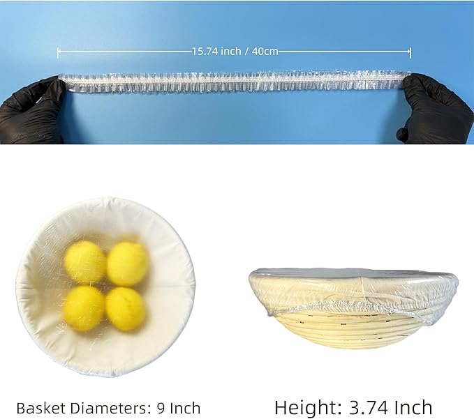 100 Boxed Bowl Covers Bread Proofing Plastic Wrap for Food Shower Caps for Sourdough Bread Baking Rising Elastic Reusable BPA Free Food Grade (Diameter 10")