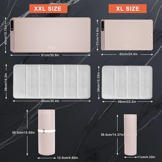 FYY Extra Large Warming Mat for Food with Heat Resistant Pad, Prevent Countertop Cracks, Keep Meal Warm, Rapid and Full Surface Heating, 6 Temp Settings, 6H Timer, Rollable Portable Food Warmer, Pink