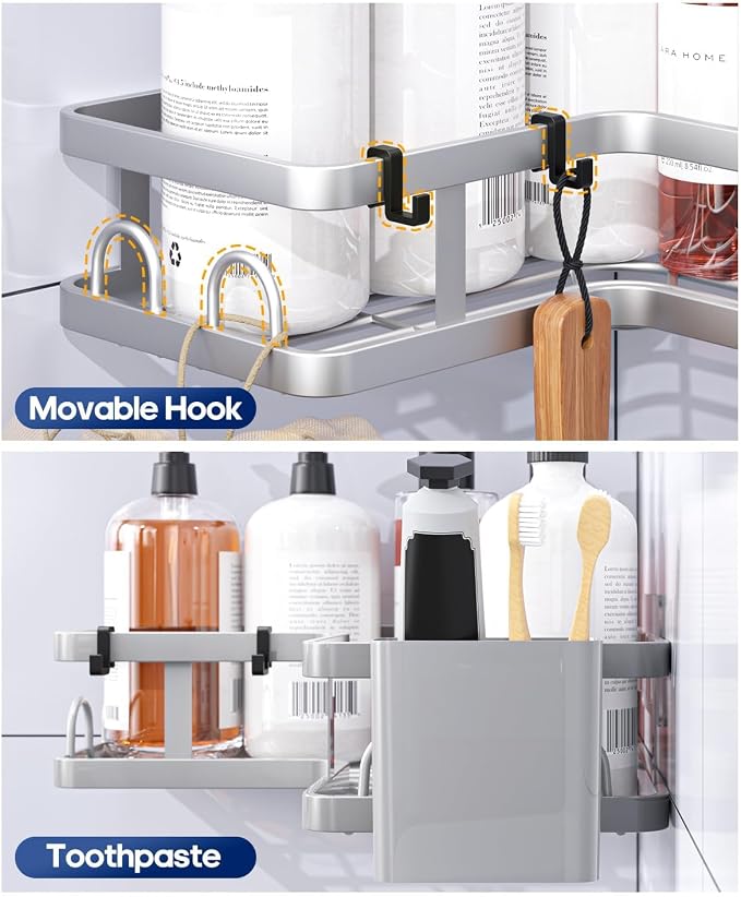 3 Pack Corner Shower Shelves, Rustproof Shower Organizer Caddy - Image 5