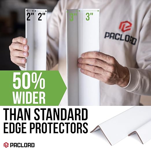 Extra-Wide 48" x 3" x 3" Reinforced Cardboard Edge Protectors (Pack of 36) – 0.16" Standard-Duty Thickness – Cardboard Edge Protectors for Shipping – American Quality Pallet Edge Protector