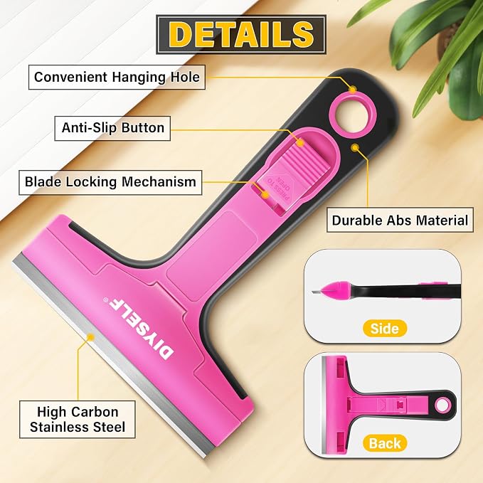 DIYSELF Window Scraper with 10 Extra 4" Razor Blades, Razor Scraper Tool | Wide - Image 7