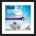 Americanflat 15x15 Picture Frame with Shatter-Resistant Glass - Use as 12x12 Frame with Mat or Display 15x15 Photo Without Mat - Signature Collection - Square Frames for Wall Display - Black