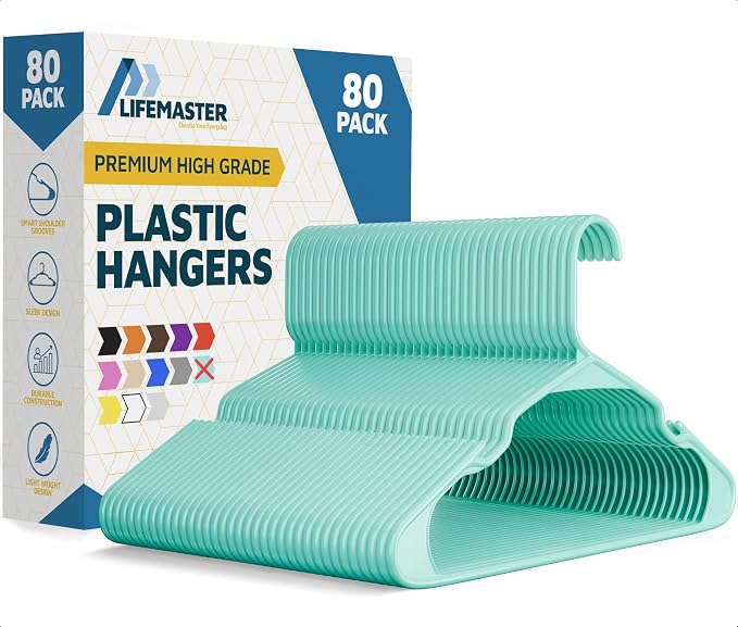 Lifemaster Plastic Clothes Hangers – Heavy Duty Hanger Set, by LIFEMASTER