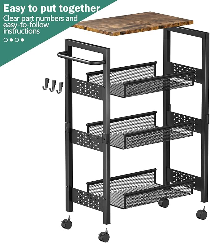 Vivihomety 4-Tier Laundry Utility Rolling Cart - Image 8