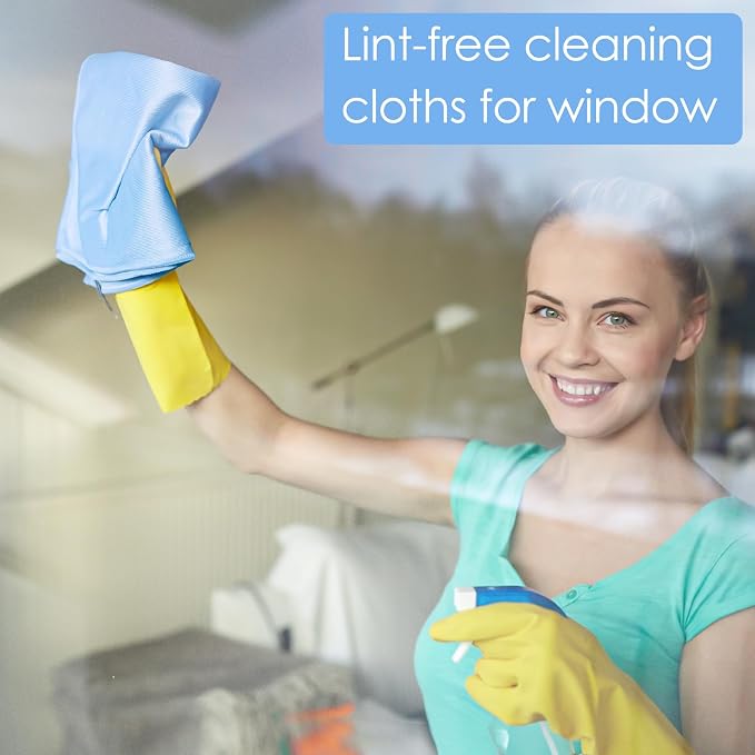 12 Pack Microfiber Glass Cleaning Cloth 16 Inch X 16 Inch Polishing Cloths - Image 4
