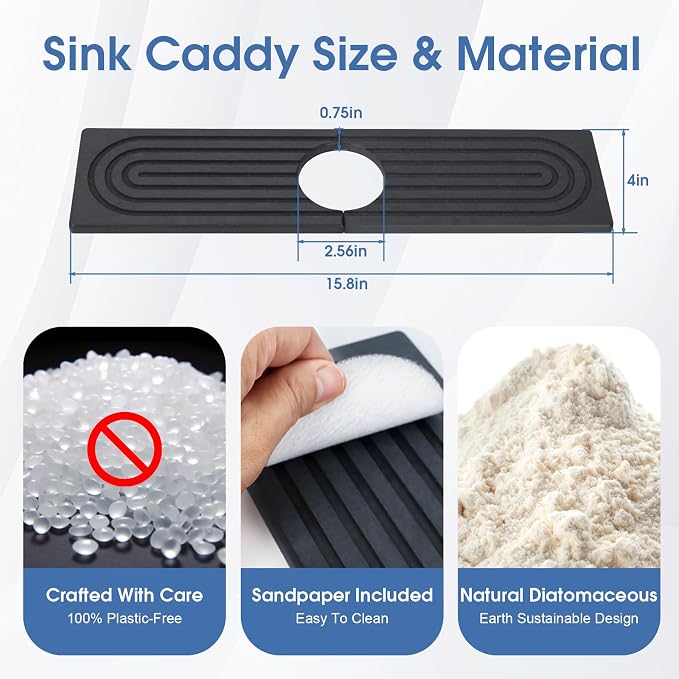 Fast Drying Stone Faucet Mat for Kitchen Sink - Image 3