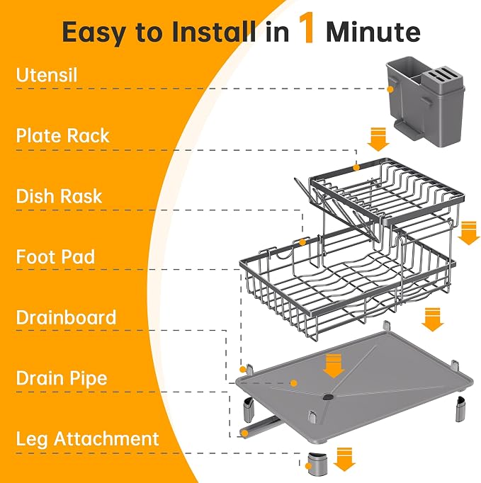 2 Tier Large Detachable Dish Drying Rack - Image 9