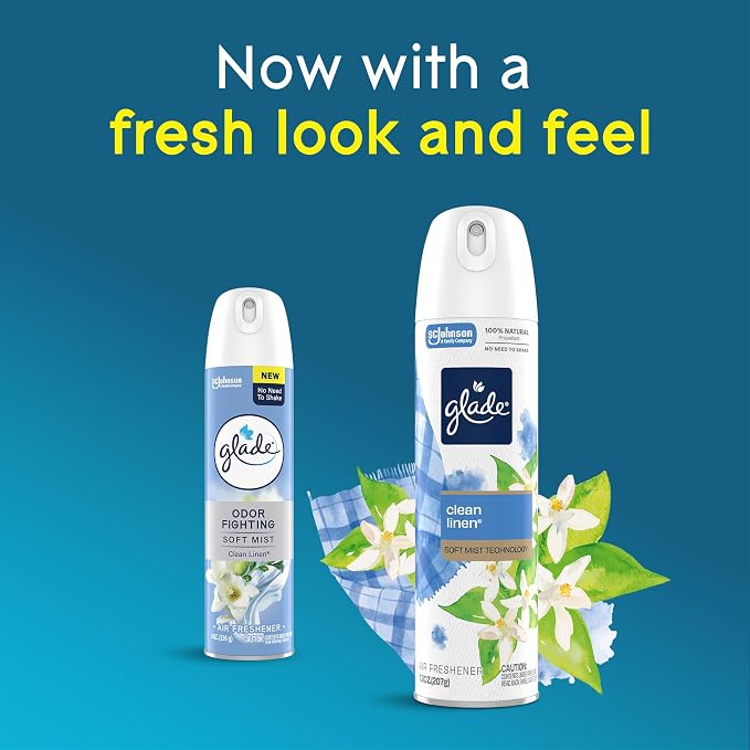 Glade Air Freshener Room Spray, Clean Linen Scent, Odor Fighting to Deliver - Image 3