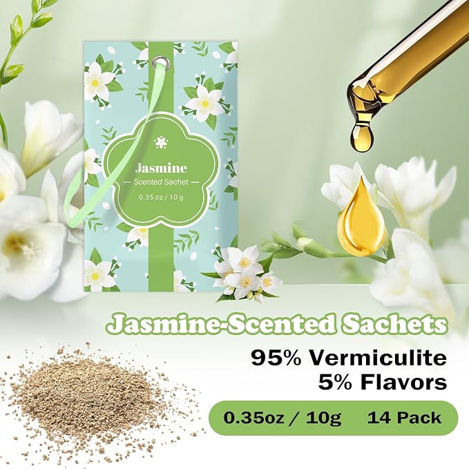 SCENTORINI Scented Sachets for Drawer and Closet, Jasmine Scent 14 Pack - Image 4