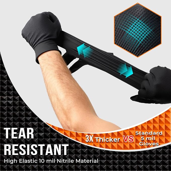 ANBOSON 10 Mil Heavy Duty Diamond Texture Nitrile Gloves, 1000 Ct - Image 2