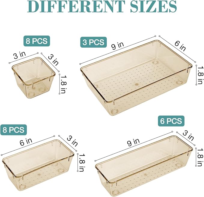 25 PCS Drawer Organizer Set, 5 Size Bathroom and kitchen organizer Trays | - Image 2
