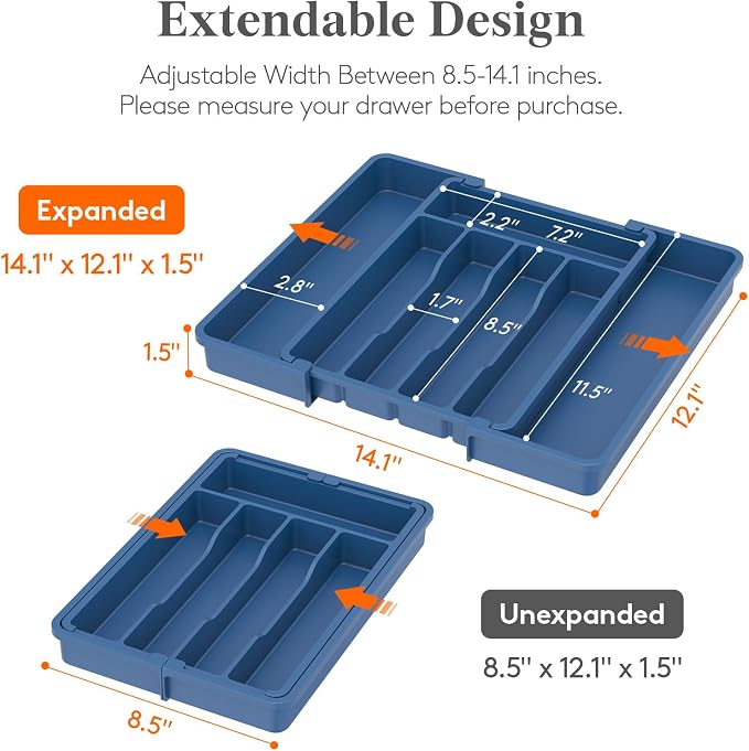 Lifewit Expandable Silverware Drawer Organizer, Kitchen Utensil Tray | BPA-free - Image 2
