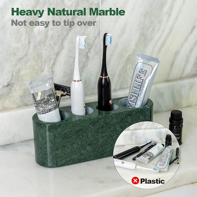 BCS Toothbrush Holder for Bathrooms, 4 Slots Marble Toothbrush and Toothpaste - Image 6