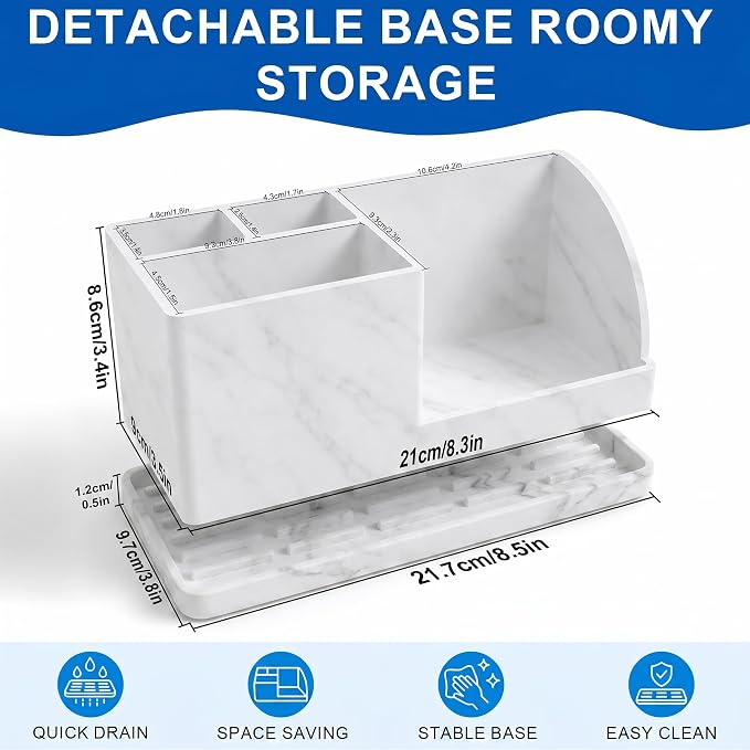 Bathroom Toothbrush Holders, 4 Slots Silicone Counter Organizer Storage - Image 2