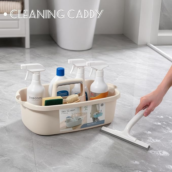 Large Cleaning Supplies Caddy Portable Shower Caddy Basket Beige - Image 4