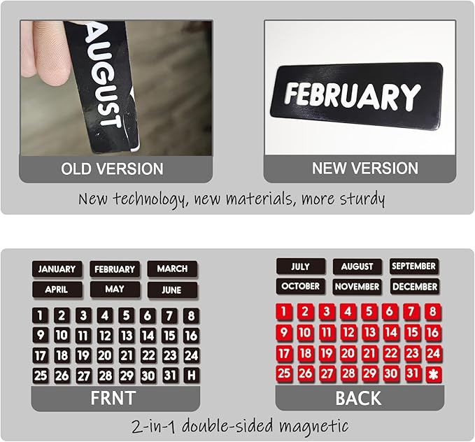 Double-Sided Magnetic Numbers and Months for Dry Erase Calendar Whiteboard, Calendar Magnets for Magnetic Whiteboard and Refrigerator Calendar(0.55”x0.55”)