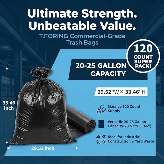 20-25 Gallon Trash Bags Unscented, Plastic Can Liners, Fit 75 - Image 3