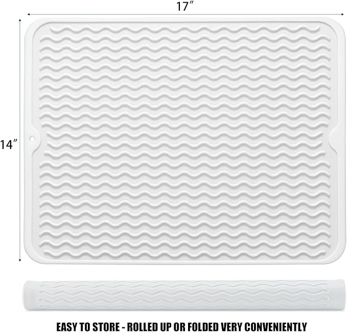 Silicone Dish Drying Mat, Non-Slip Easy Clean Sink Mat, Large Heat-resistant - Image 2