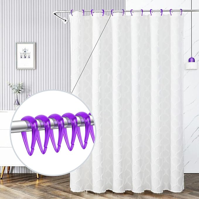 Top-spring Purple Shower Curtain Hooks 12Pcs Drop Shaped Hooks - Image 7