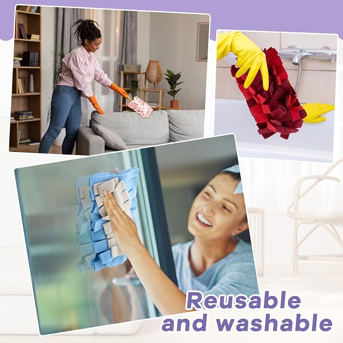 Zubebe 12 Pcs Reusable Duster Refills Fleece, Colorful | Soft Polyester Fiber - Image 4