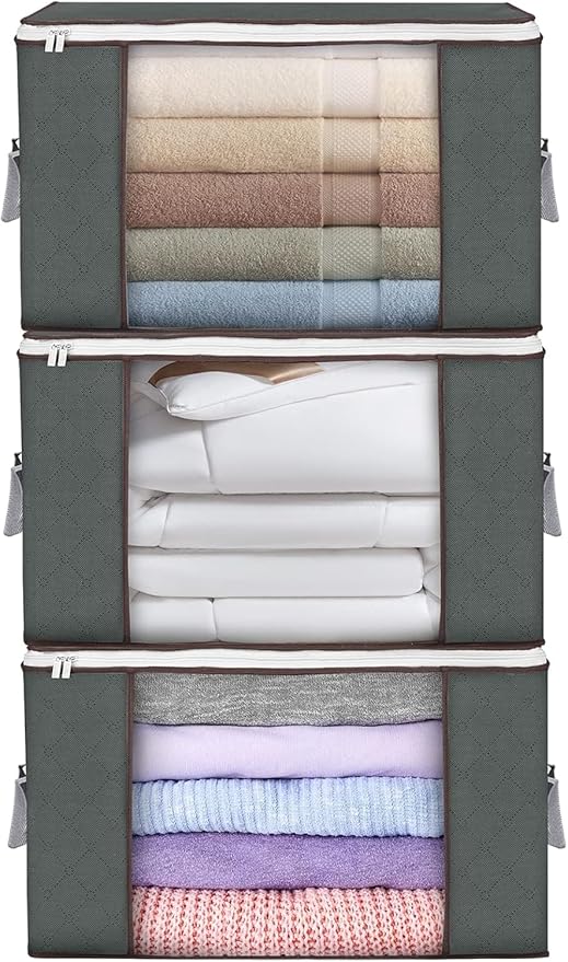 90L Large Storage Bags, 3 Pack Clothes Storage Bins Closet Organizers | by BuddingJoy-BuildaJoyfulLifeforYou