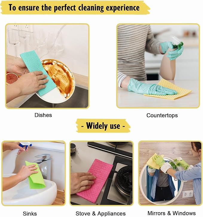MoLKENE Swedish Dishcloths for Kitchen, 6 Pack Cellulose Sponge Cloths | - Image 5