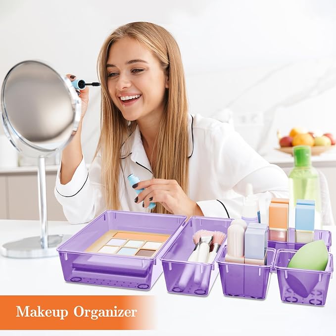 SpaceHacks 25 PCS Plastic Drawer Organizer, 4-Size Versatile Organizer Trays & - Image 5