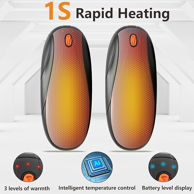 Hand Warmers Rechargeable 2Pack,14000mAh Electric Hand Warmers with Charging Case,Quick Charge Portable Heater,Gifts for Christmas,Winter,Outdoor,Camping,Hunting Accessories