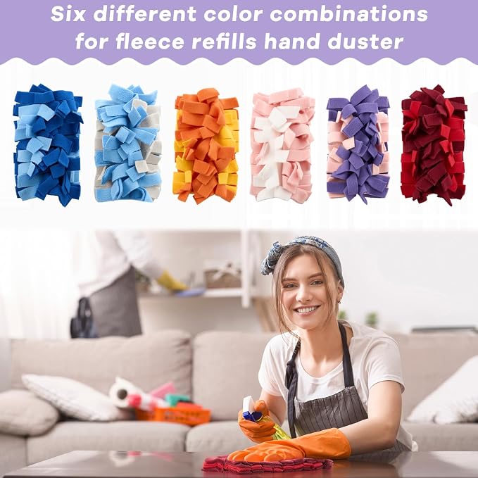 Zubebe 12 Pcs Reusable Duster Refills Fleece, Colorful | Soft Polyester Fiber - Image 3