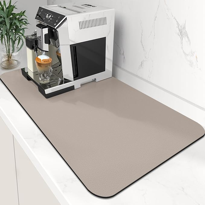 Coffee Mat Super Absorbent Dish Drying Mat Coffee Bar Mat 17"x 30", Khaki | by WiseLife
