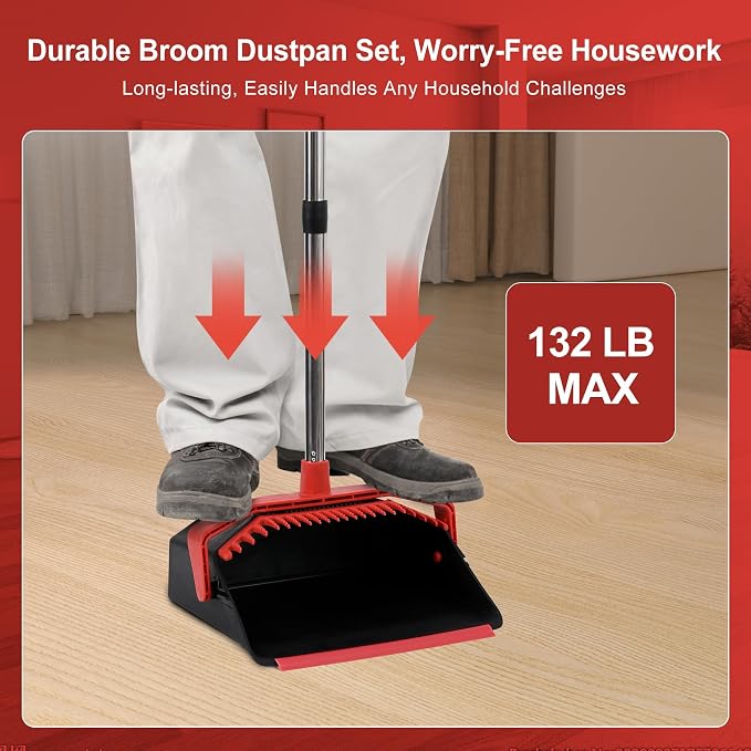 Broom and Dustpan Set for Home, ZeroGap Lip, Upright Storage Broom Combo for - Image 3