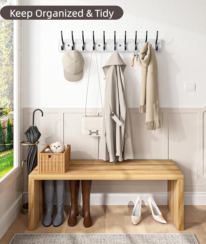 Optish 2 Pack Wooden Coat Rack Wall Mount, 16.1" Rustic Coat Hanger Hooks - Image 5