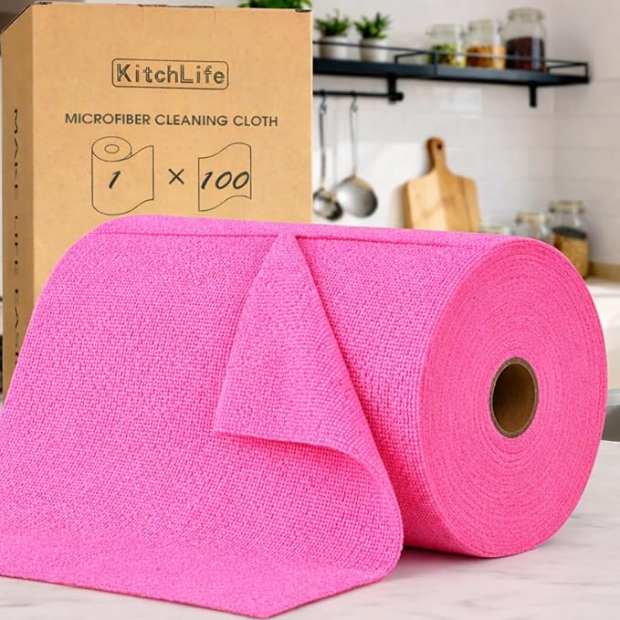 KitchLife Microfiber Cleaning Cloth Roll, 100 Pack by OverDoorHooksKitchenSupplies