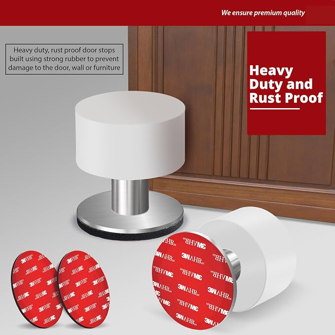 2 Pack Door Stoppers Stop with Extra Stickers, Self-Adhesive Door Stops with - Image 7