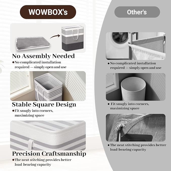 WOWBOX 2 Pack Laundry Baskets, Collapsible Dirty Clothes Laundry Hampers - Image 5