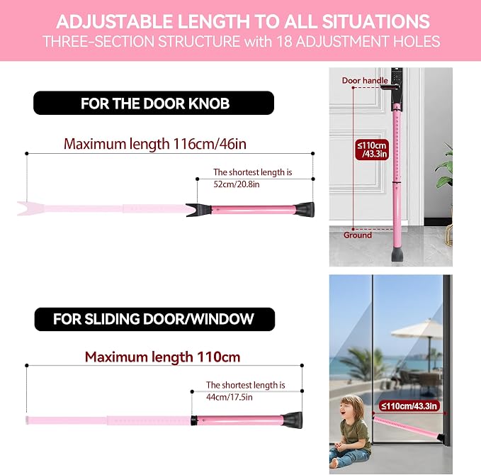 AceMining 1 Pack Door Security Bar, Patio Door Lock, 20-50 in, Window Security - Image 3