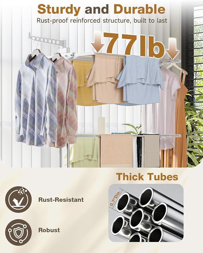 Bigzzia Clothes Drying Rack Folding - Image 5