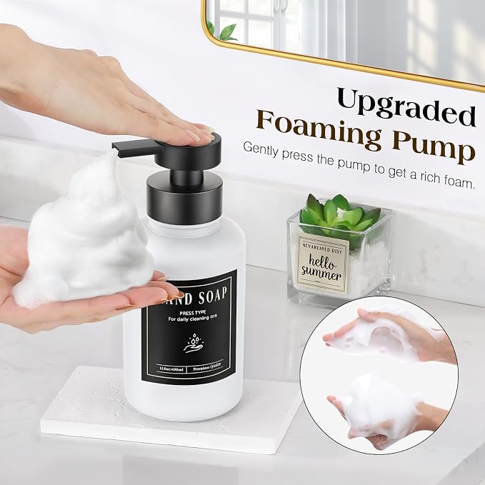 Luxspire Glass Foaming Soap Dispenser 15oz Hand Soap Bottle, 1 Pack | Anti-drip - Image 2