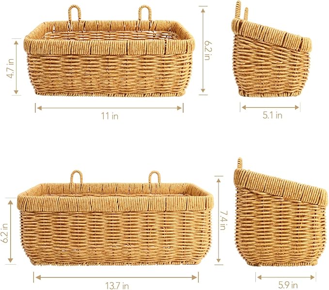 AceList Wall Hanging Basket, Boho Style Hand-Woven Hanging Storage Baskets - Image 3