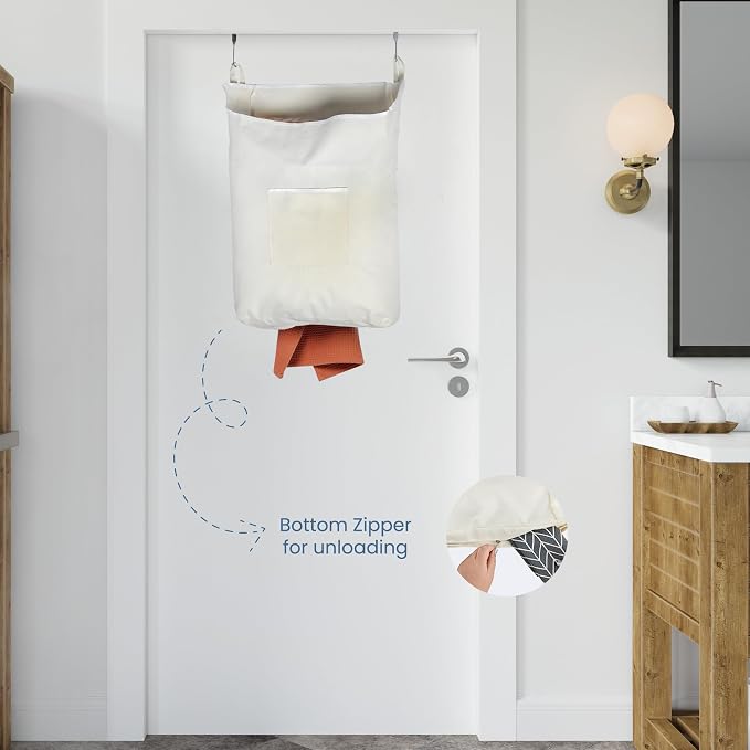 TFLC Over the Door Hanging Laundry hamper bag, 18x4.75x28" - Image 5